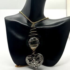 Y2K Silver & Gold Heart Necklace